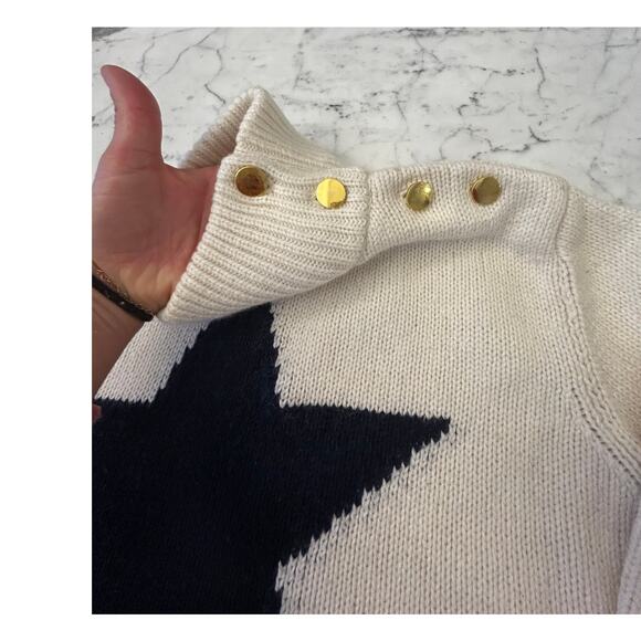 Kate Spade Broome Street White Cableknit Knit Sweater w/ Button Neck M - Picture 3 of 6
